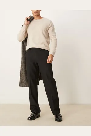 ASOS Pantalones de sastre negros de pernera recta de mezcla de lana de