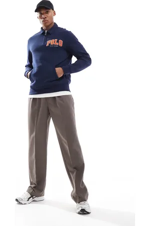 Ralph Lauren Sudadera de felpa con media cremallera y logo de aplicación de chenilla de