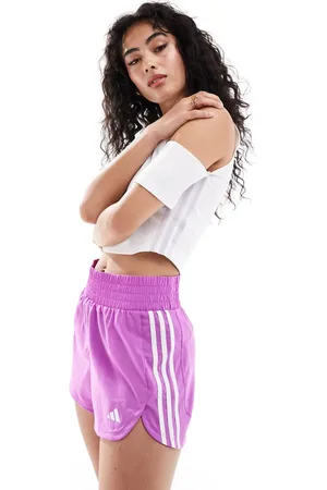 adidas Pantalones cortos morados de talle alto con 3 rayas Pacer de adidas Training