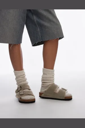 Birkenstock Sandalias unisex de ante y borreguito Arizona de