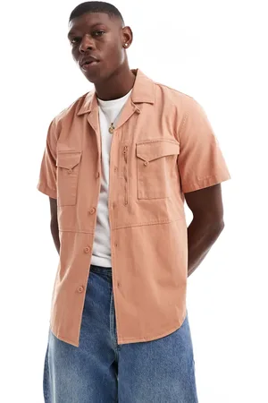 Only & Sons Camisa naranja claro utilitaria con 3 bolsillos de