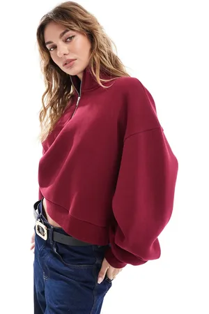 ASOS Sudadera con media cremallera de -Rojo