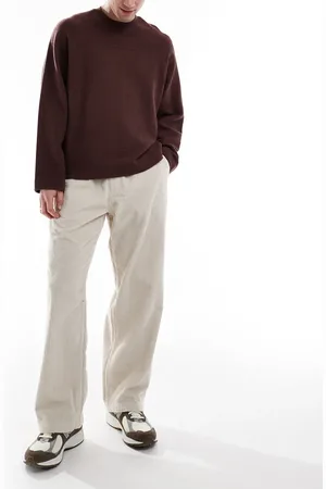 JACK & JONES Pantalones beis de corte ancho sin cierres de pana Bill de -Neutro
