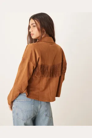 JDY Chaqueta tostada de antelina de