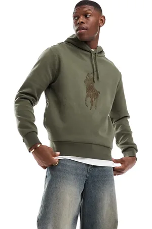 Ralph Lauren Sudadera con capucha y logo de jugador grande en el mismo tono de punto doble de