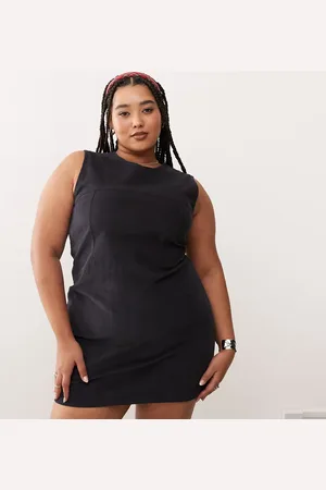 COLLUSION Vestido corto carbón con detalle de costura de pana de Plus