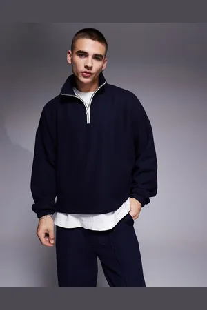 ASOS Sudadera de corte cuadrado extragrande con sisas caídas y media cremallera de tejido grueso de (parte de un conjunto)