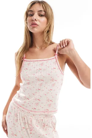ASOS Top rosa de tirantes con y lazos de punto pointelle Mix & Match de