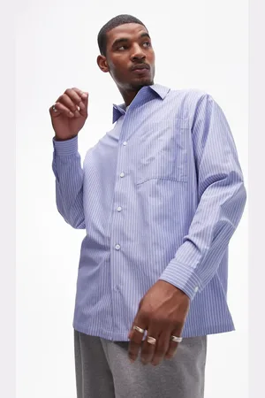 Topman Camisa de vestir a rayas extragrande de manga larga de