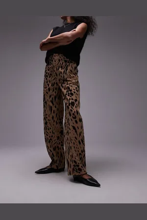 & OTHER STORIES Pantalones de pernera barrel con detalle de costura y estampado de leopardo de -Marrón