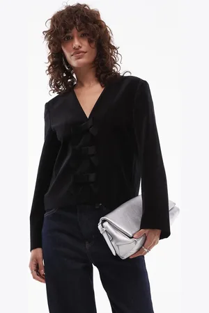 ARKET Top con detalle de lazos en la parte delantera de terciopelo de