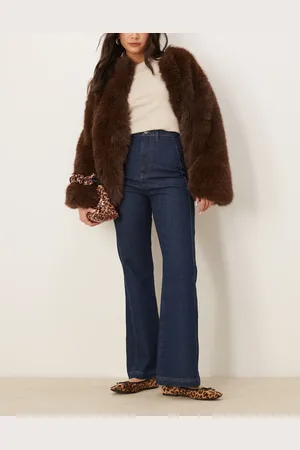 ASOS Vaqueros añil de corte ancho acampanado con pespuntes en contraste de