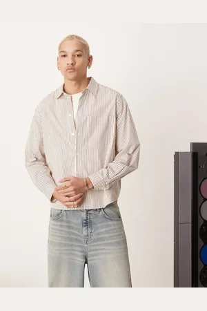 ASOS Camisa corta color a rayas holgada de -Blanco