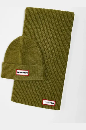 Hunter Set verde de gorro y bufanda unisex de