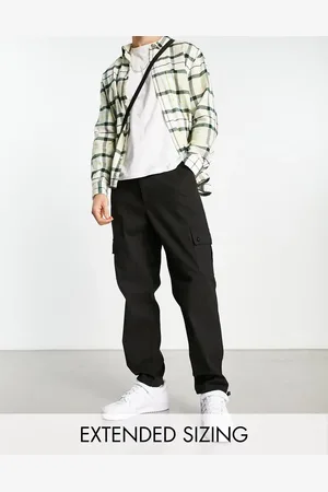 ASOS Pantalones cargo negros de corte tapered con detalle de cierres ajustables de