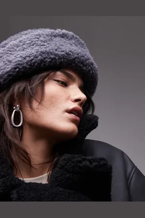 ARKET Gorro oscuro con borde vuelto de borreguito sintético de mezcla de lana premium de