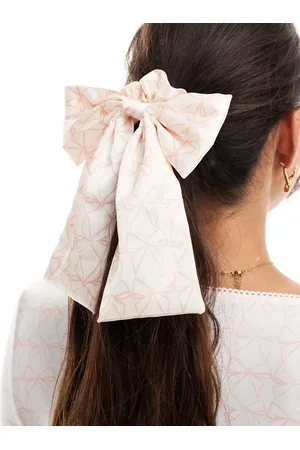 Kaiia Coletero abullonado para dormir rosa y color con lazo y estampado de lazos de satén de (parte de un conjunto)-Blanco