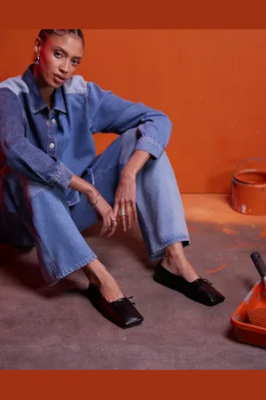 ASOS Bailarinas negras de cuero premium Lotus de -Negro