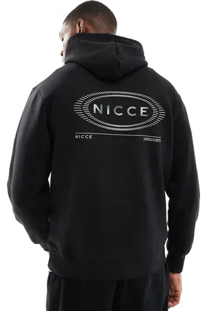 Nicce London Sudadera negra con capucha y logo estampado en la espalda de