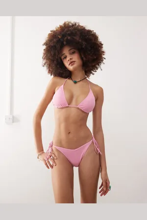 Monki Braguitas de bikini rosa claro empolvado anudadas a los laterales Mix & Match de