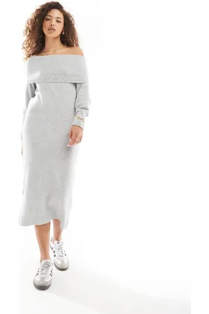 ONLY Vestido midi melange con escote Bardot de