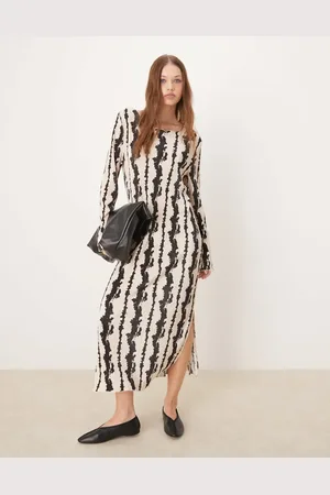 JDY Vestido midi plisado con estampado abstracto de -Marrón