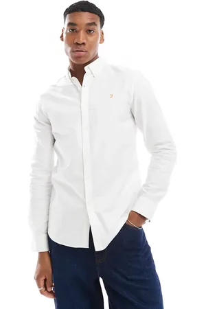 Farah Camisa Oxford blanca de corte slim y manga larga Brewer de