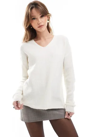 ONLY Jersey color suelto con cuello de pico de -Blanco