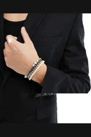 ASOS Pack de 4 pulseras de mezcla de perlas sintéticas y cuentas de