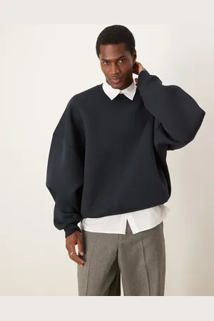 ASOS Sudadera azul marino extragrande de tejido grueso efecto neopreno de