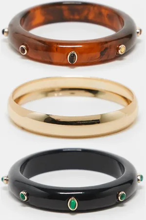 ASOS Pack de 3 pulseras rígidas de varios colores de resina con detalle de abalorios de edición limitada de