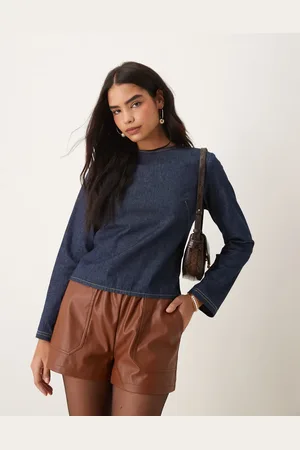 ASOS Blusa vaquera de sastre añil de manga larga de