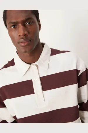 ASOS Jersey corto a rayas burdeos estilo polo de rugby extragrande de