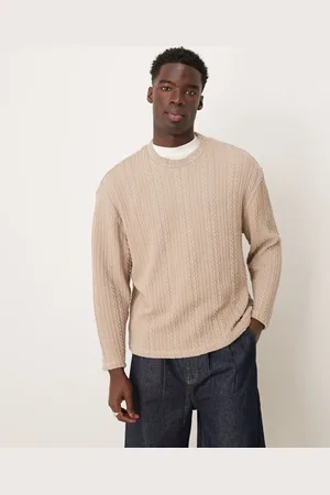 ASOS Jersey marrón galleta de corte cuadrado holgado de punto de ochos ligero texturizado de