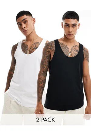 ASOS Pack de 2 camisetas de color negro y blanco de tirantes de