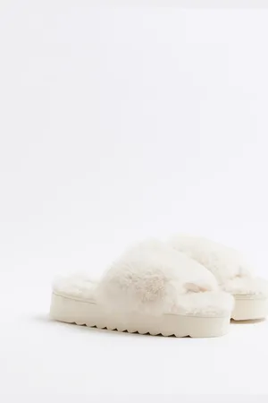 River Island Sandalias color con acabado mullido de -Blanco