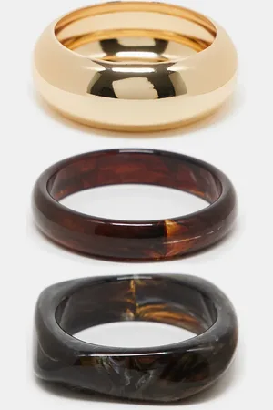 ASOS Pack de 3 pulseras rígidas de varios colores de resina con detalle de metal de edición limitada de