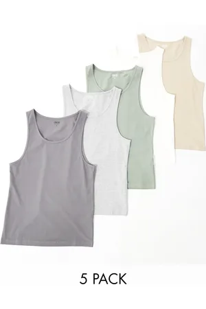 ASOS Pack de 5 camisetas de varios colores ajustadas sin mangas de