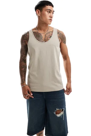 ASOS Camiseta color piedra de tirantes de tejido grueso de 240 g/m2 de -Beis neutro