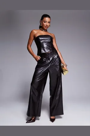 River Island Pantalones de pernera ancha de cuero sintético de (parte de un conjunto)