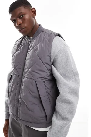 adidas Chaleco gris guateado de nailon Premium Essentials de