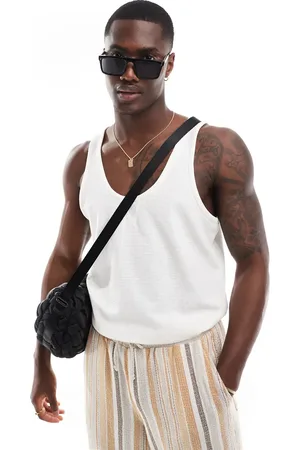 ASOS Camiseta color crema sin mangas de punto de arroz de -Blanco