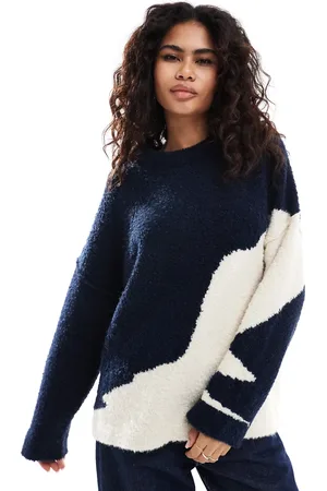 ASOS Jersey con estampado abstracto y cuello redondo de bouclé de -Multicolor