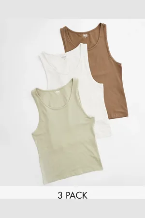 ASOS Pack de 3 camisetas de varios colores ajustadas sin mangas de