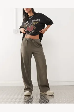 Noisy May Pantalones caquis sueltos con detalle de ribete negro y lazada de cordón de -Verde