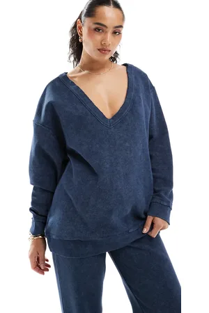 ASOS Sudadera lavado extragrande con escote Bardot de pico de tejido gofrado de (parte de un conjunto)