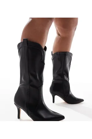 Yours Botas negras de estilo wéstern con tacón de poliuretano de