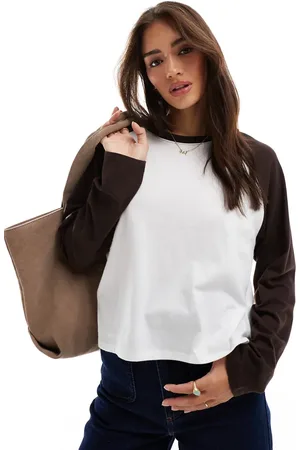 Hollister Top holgado con mangas raglán marrón chocolate en contraste de