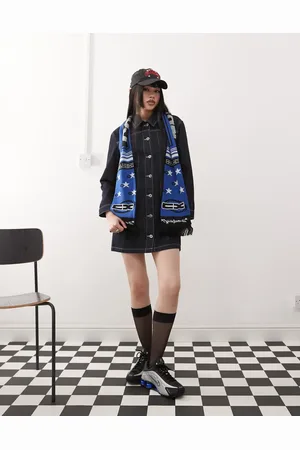 COLLUSION Vestido camisero vaquero con enjuagado de -Azul