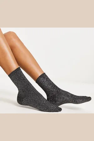Pieces® Calcetines negro grisáceo con purpurina de